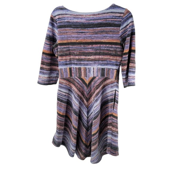 Anthropologie Maeve Dress Knit Chevron Fit and Flare Pockets Stripe Womens Large - Picture 6 of 10